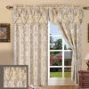 Gold jacquard curtain attached with valance ready made
