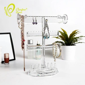 Gold supplier clear acrylic jewelry tree display