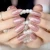 Import Gorgeous Rose Gold Almond Stiletto Fake Nails Pointed Bling Glitter Press on False Nails Full Cover Daily Office Wear Tips from China