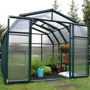 Green Modern home design hobby aluminium polycarbonate garden greenhouses for sale
