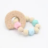 Hand Made Baby Wooden Teether Kids Silicone Beads Bracelet Teether toys