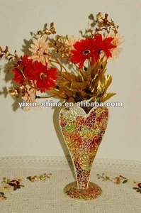 Heart-shape Metal Mosaic Glass Vase