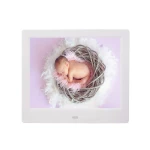 High quality 8 inch IPS white digital photo picture frame with video audio loop play