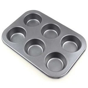 High Quality Carbon Steel Baking Muffin Tray Baking Pan Tray  Cookies Bakery 6-hole Muffin Baking Tray