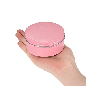 High Quality Customized Round Aluminum Cans Tin Screw Top Metal Lid Containers Pink 150ml metal box