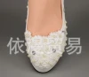 High Quality Pointed Toes Lace Pearls Women Wedding Shoes With Ribbons Lace Up Ladies Party/Dress Shoes Size EU35-42 WS01