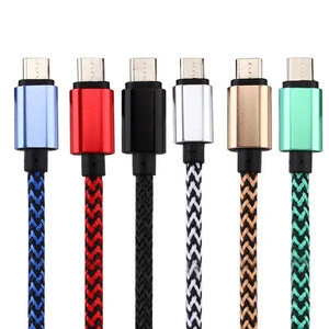 High quality REMAX Nylon braided usb charger cable for samsung iPhone Smartphone nylon braided usb data cable