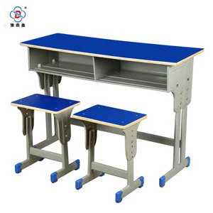 High school/combo/nursery double adjustable green school desk and bench