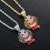 Hiphop Micro Paved Full CZ Stone Saw Doll Head Mask Pendant Necklace Mens Hip Hop Jewelry