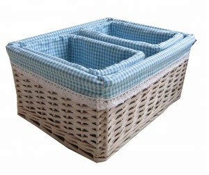 home garden wholesale natural handmade large decorative fruit and bread storage wicker baskets with liners for sale set of 3