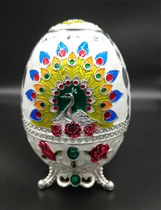 Home Hotel Decoration Faberge Egg Zinc Alloy Automatic Toothpick Holder Storage Box Silver Plated