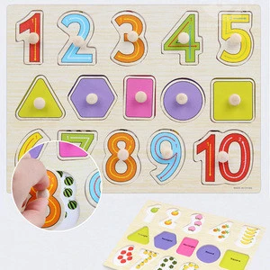 Hot Sale Kids Early Educational Toys Baby Hand Grasp Wooden Puzzle Toy Alphabet Digit Learning Wood Jigsaw Toys for Children
