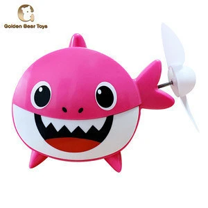 Hot Sale Shark Animal Baby Toy Cartoon Fan Music Light Mini Fan Portable Children Toy Fan