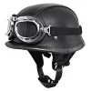 Hot Sales Motorcycle Leather Helmet With Goggles For Chopper Biker Cafe Racer Pilot Size S-XXL M X XL Motorbike Open Face Half H