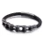 Import Hot sell stainless steel man punk genuine leather bracelet jewelry black braid motorcycle bike chain leather bracelet from China
