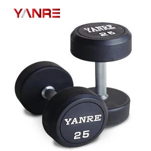 Hot selling custom logo gym tools fitness set body building weight lifting equipment Round head rubber dumbbell