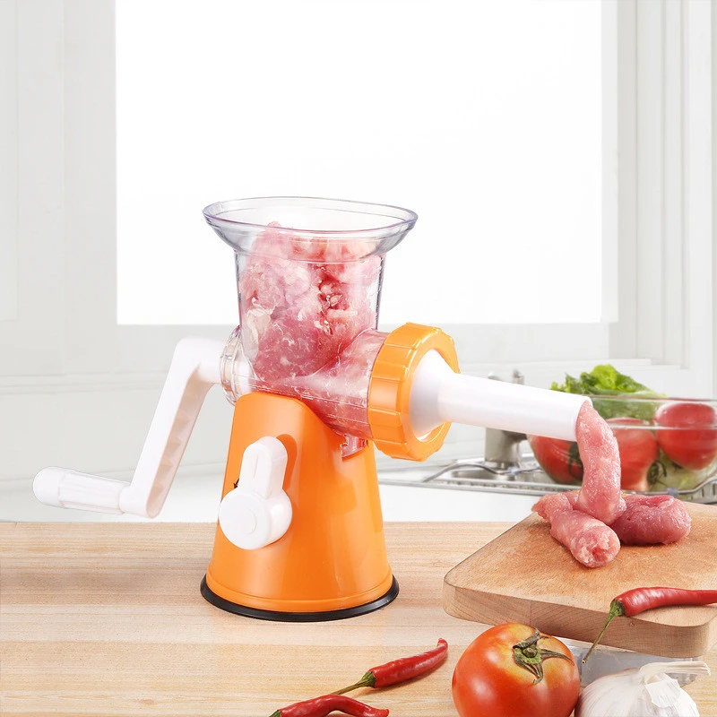 Household plastic food processor sausage filling manual meat grinder stainless steel blade meat mincer