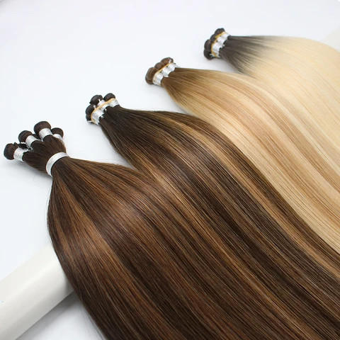 I100% remy hair weft light brown volume raw russian double drawn new genius weft hair extensions human hair 22inch