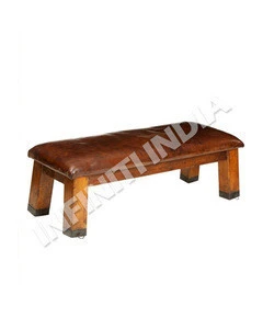 Industrial vintage bench/ wooden leather bench/ Industrial furniture