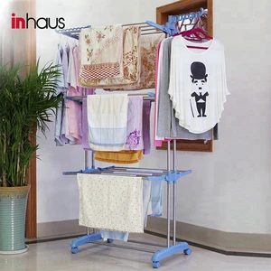 Inhaus design foldable 3 layers drying clothes hanging rack laundry portable dryer stand