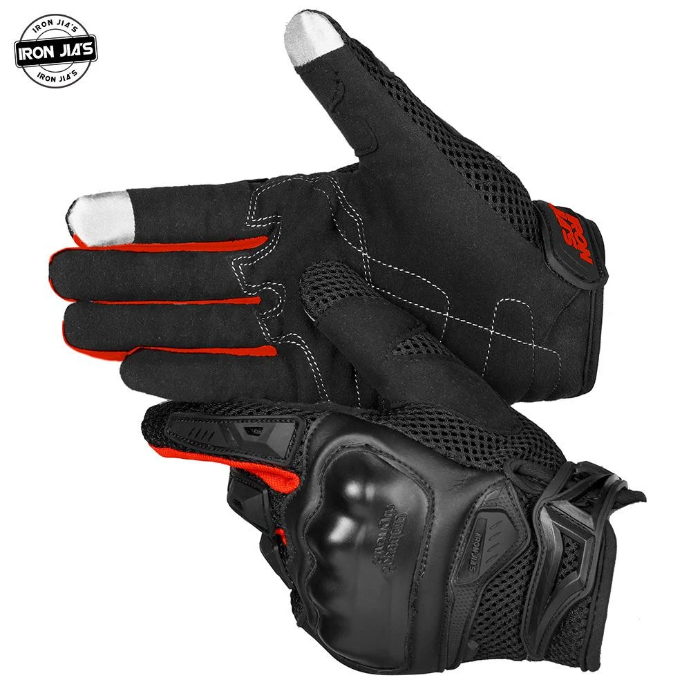 IRON JIAS Summer Black Touch Screen Breathable Motorcycle Gloves Protective Gear Motorcycle Racing Gloves