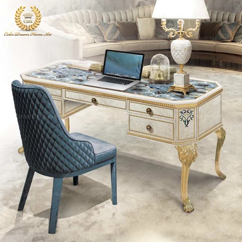 Italian classical luxury office furniture home French wooden office desks and chairs