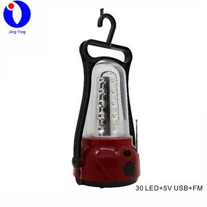 JingYing popular home camping portable stepless dimming rechargeable emergency led lamp light with USB radio function