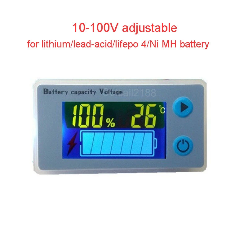 JS-C33 10-100V Digital LCD 3s 12V Lead Acid Lithium lifepo4 Battery voltage Capacity Indicator meter tester with buzzer