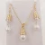 JX73  hawaiian pearl earrings  with long chain gold