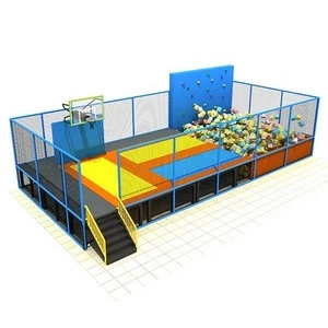 Kids colorful Foam Pit Huge Indoor cheap Trampolines with Ninja Warriors Course