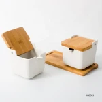 kitchen spice bowl with spoon salt sugar containers ceramic creamer seasoning box with lid