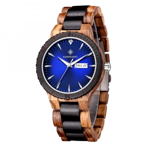 KUNHUANG new design  high quality japan quartz movement mens wooden watch personalized casual sandalwood watch