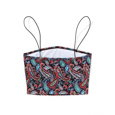 Ladies polyester spandex tank tops paisley sublimation blank tank top sleeveless tank crop top