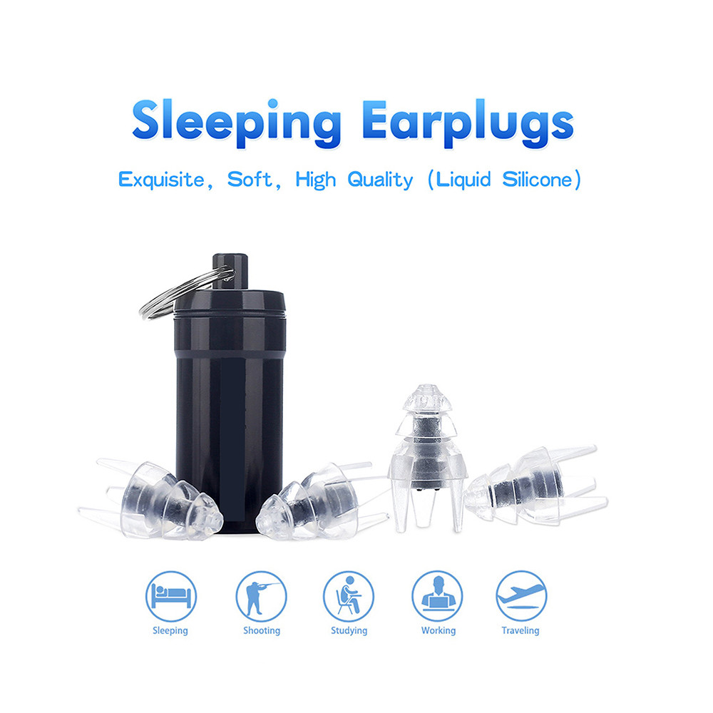 Laikor 45dB Noise Canceling Silicone Sleeping Ear Plugs with 2 pair of the same size Reusable Hearing Protection