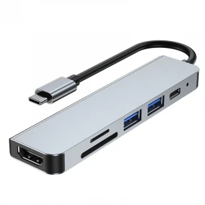 Laptop Small USB Hubs 6 in 1 USB C Hub Multiport 4K HDM1 HDTV 6 Port USB 3.0 Type C Hub Adapter for iPad Pro