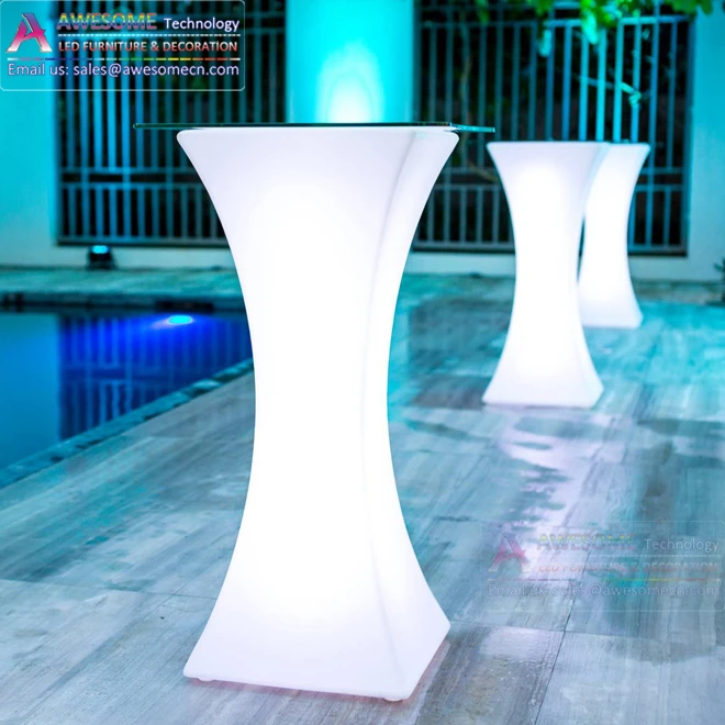 led nail cocktail bar table and chair