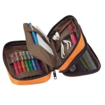 LIHIT LAB Pen Case Double Zipper A7555 MULTI-FUNCTIONAL wide open pockets MADE IN JAPAN