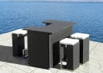 Lillian outdoor furniture high quality fashion Beach Party bar counter table and wicker high stools set rattan bar furniture