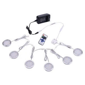 Linkable Under Cabinet LED Lighting 12V Slim Aluminum Dimmable Puck Lights with RF Remote Control