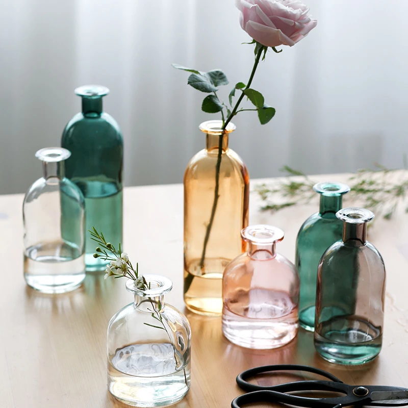 Living Room Dried Flowers Nordic Ins Style Glass Transparent Home Decoration Accessories Glass Flower Vases