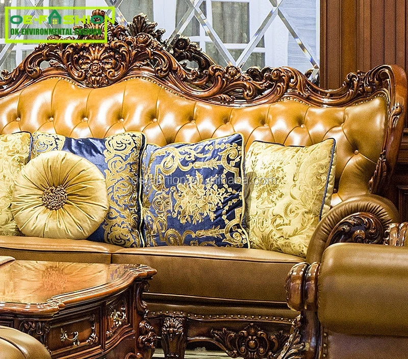 Living room furniture sofa sets, hot selling elegent couch, solid wood frame leather upholstery sofa set