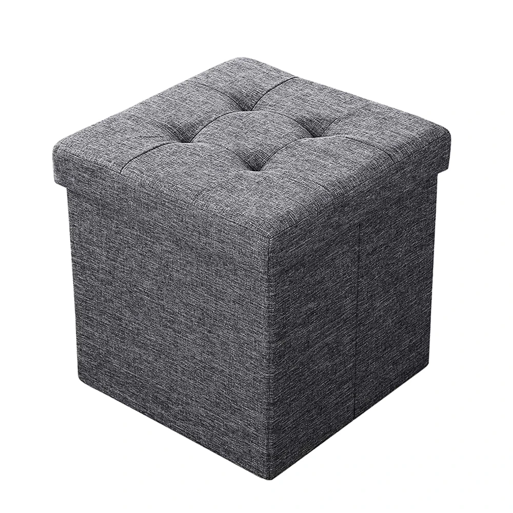 Living room leather foldable linen storage fabric stool pouf tufted ottoman box furniture manufacturer