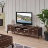 Living Room TV Stand Wall Unit Style Solid Wood Board tv cabinet unit with showcase