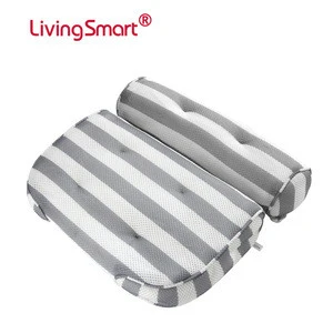 Living Smart Factory Price 3D Mesh Striped Bathtub Pillow Massage Bath Pillow