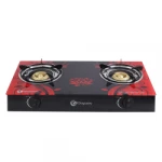 Lotus Pattern Black Tempered Glass Factory Price Double Burner Glass Cooktops Gas Stove