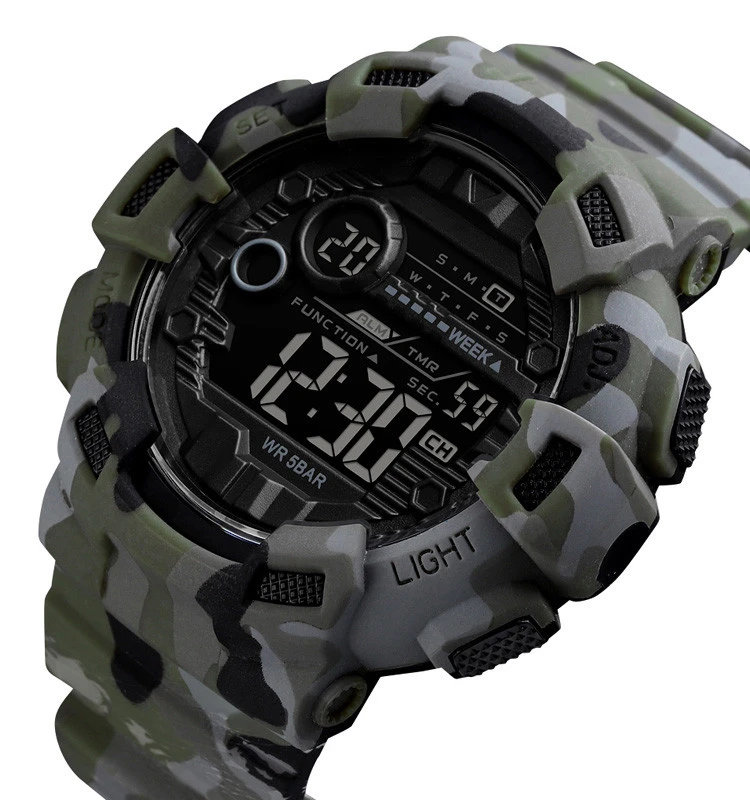Low MOQ Custom brand 5 waterproof digital watches sports for men wrist