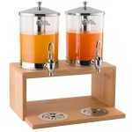 Luxury Double Juice Dispenser With Beech  Wood Base catering for Restaurant and Hotel Service