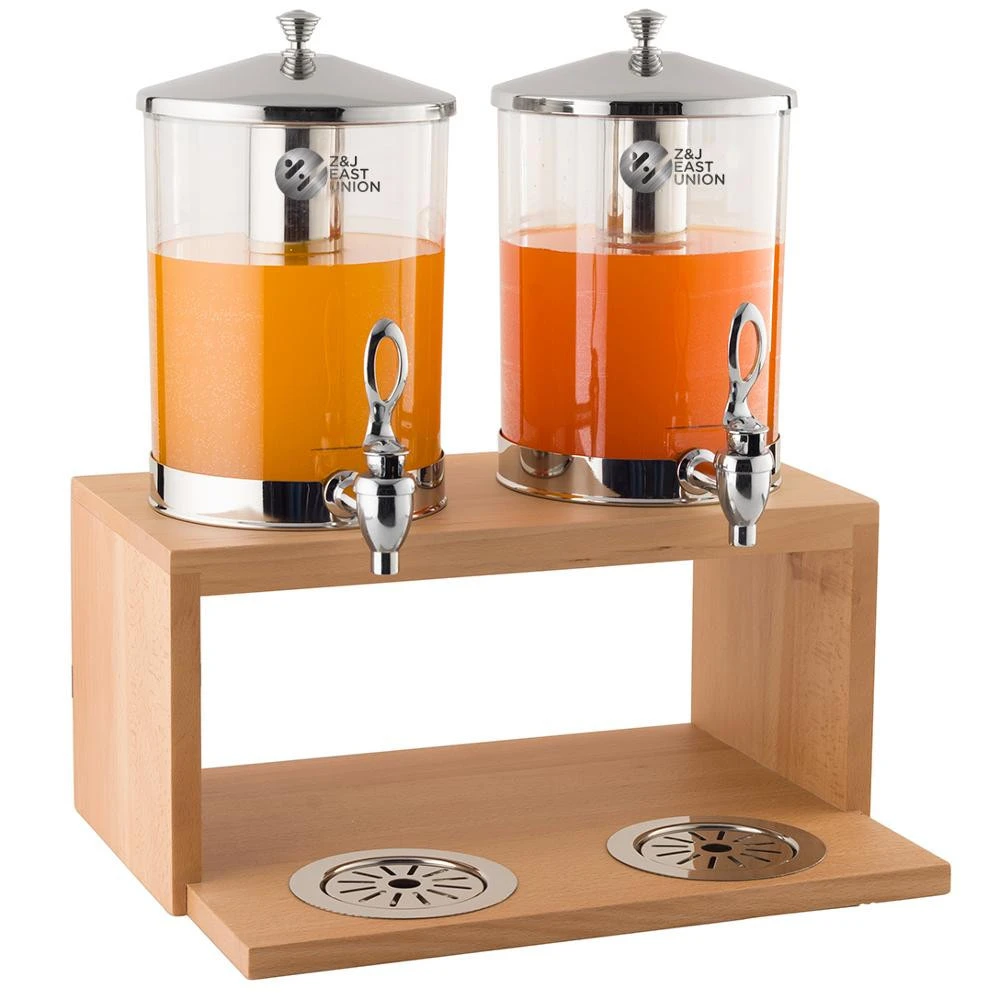 Luxury Double Juice Dispenser With Beech  Wood Base catering for Restaurant and Hotel Service