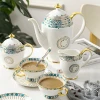 Luxury gold bone china 18pcs coffee and tea cup saucer tea pot set