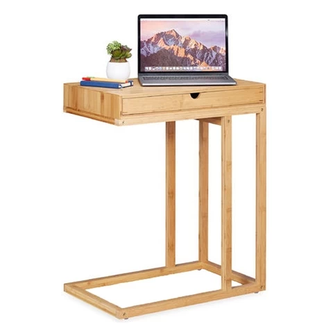 Luxury TV tray laptop desk removable wood modern bedroom sofa bamboo bed side end table with drawer